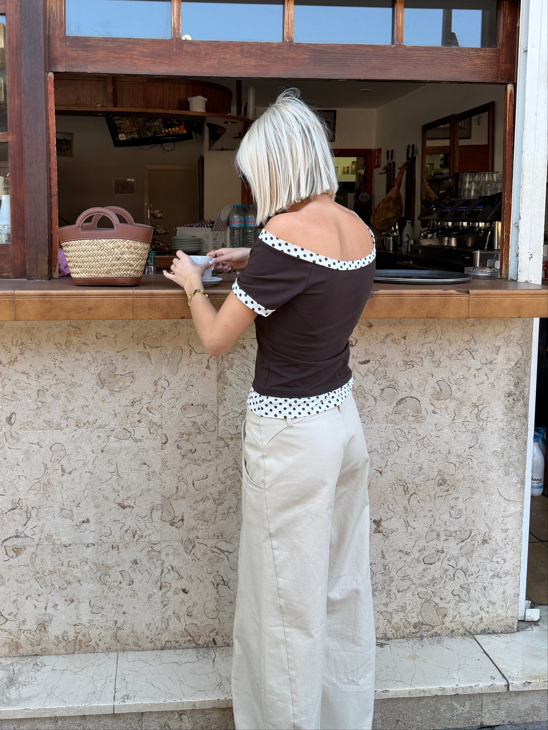 Fanny barrel cutting line pants - Beige