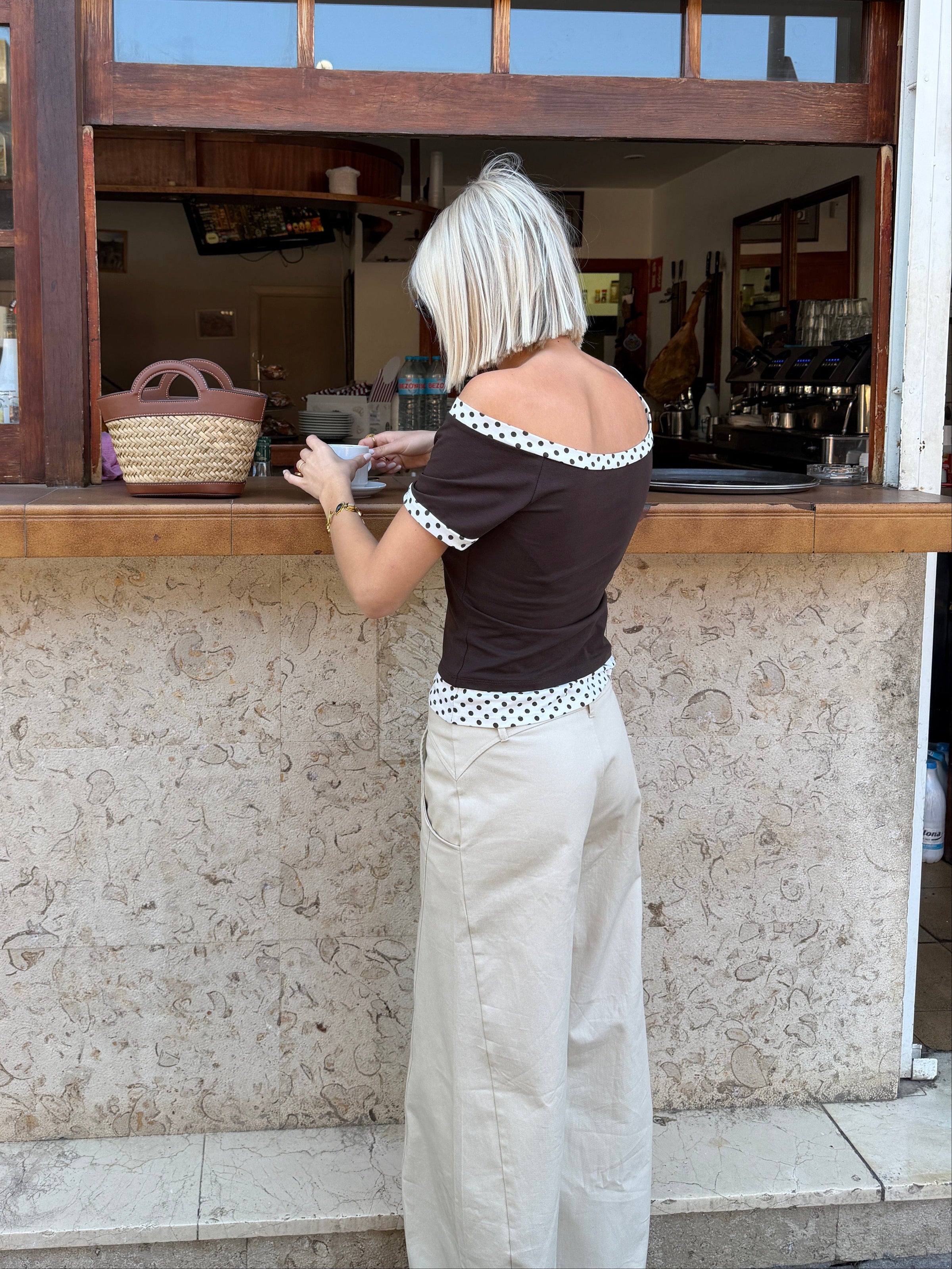 Fanny barrel cutting line pants - Beige