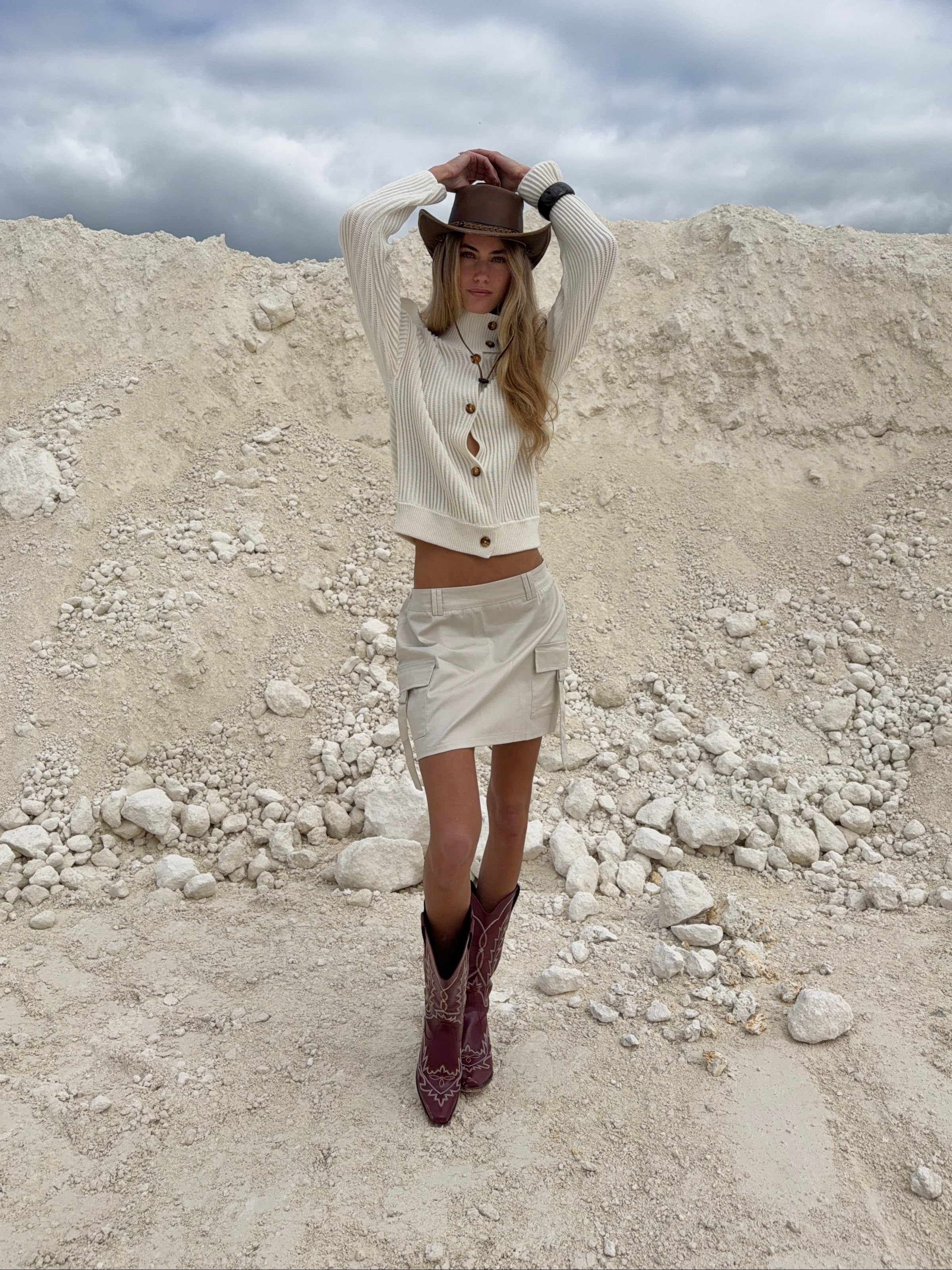 Kelly cargo mini skirt - Cream white