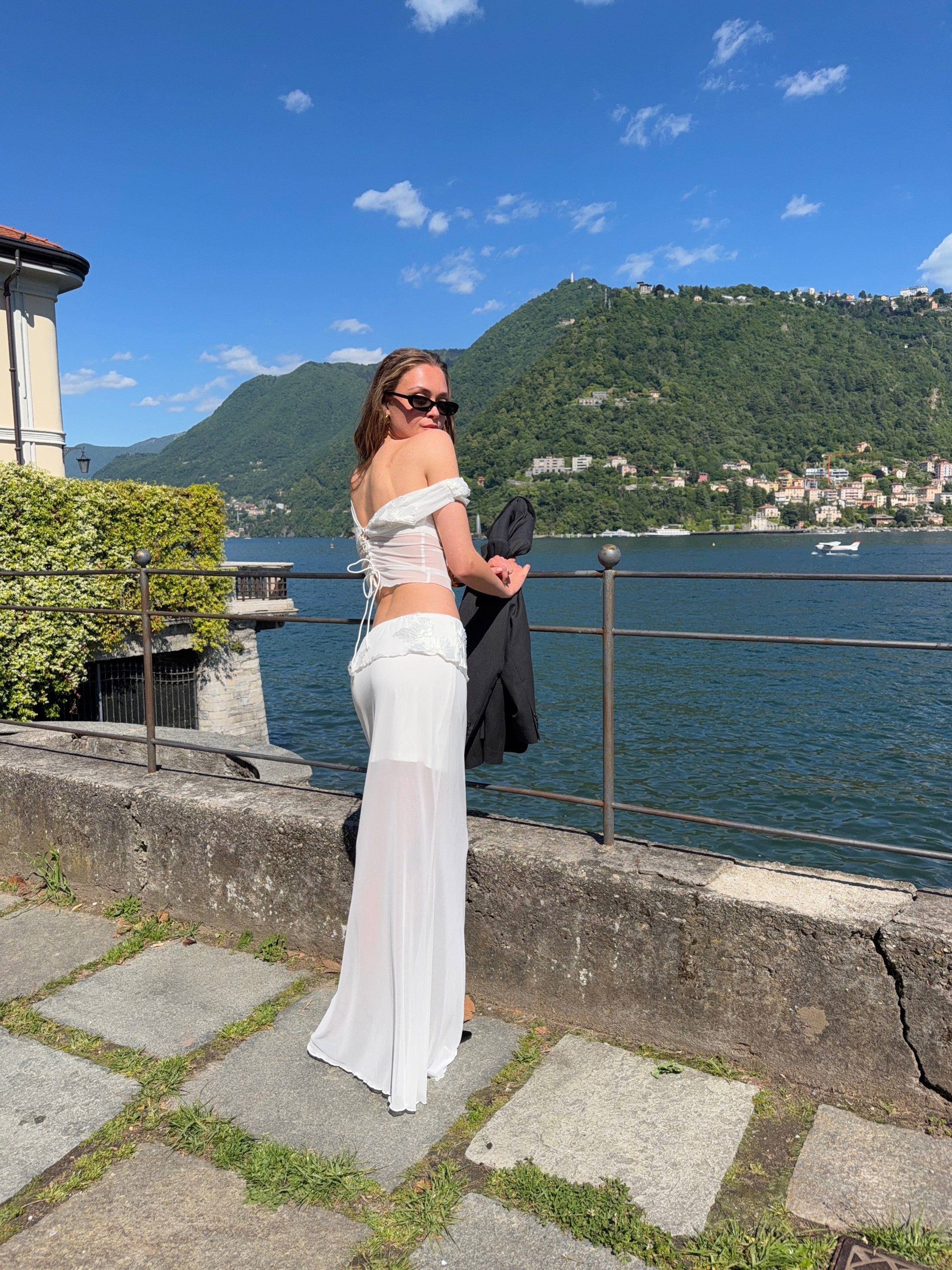 Kivo maxi mesh skirt - White