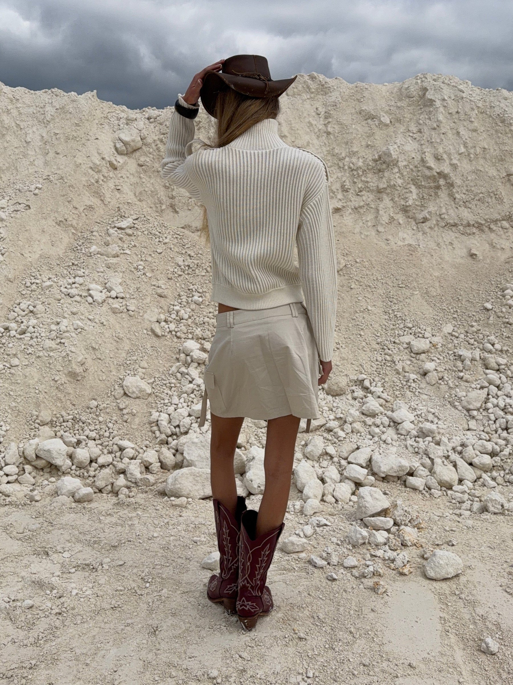 Kelly cargo mini skirt - Cream white