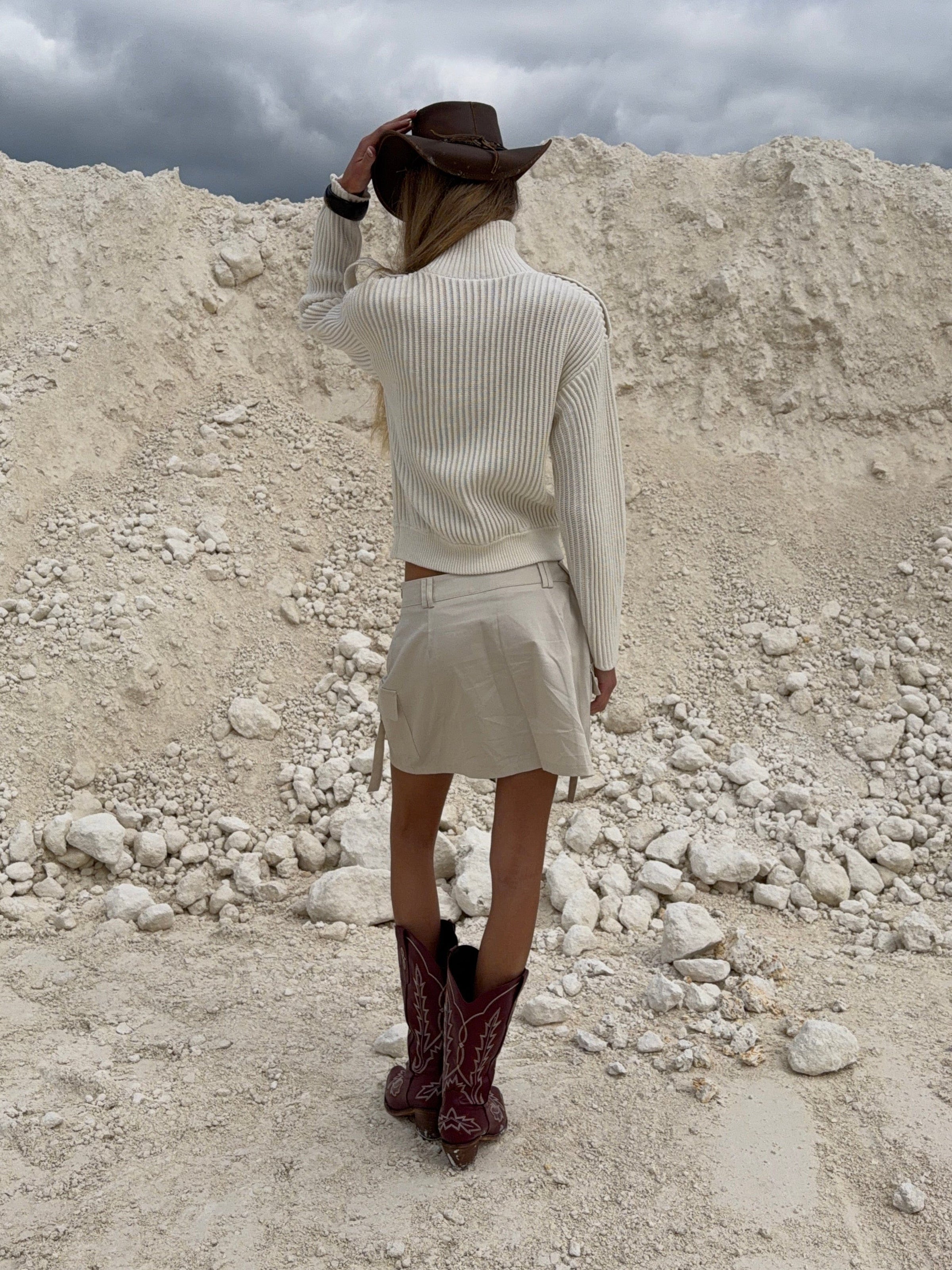 Kelly cargo mini skirt - Cream white