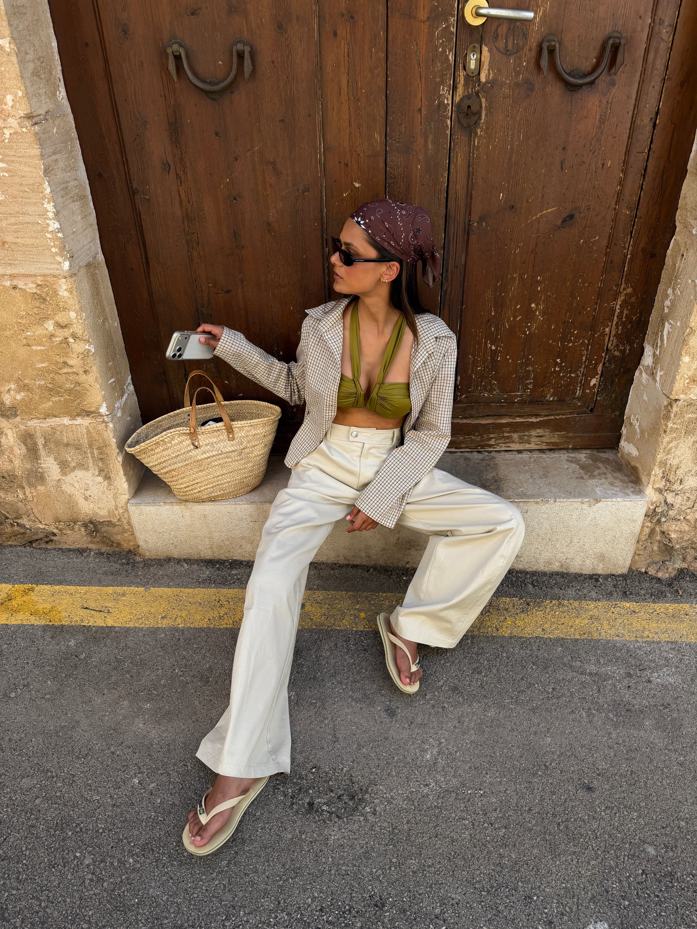 Fanny barrel cutting line pants - Beige