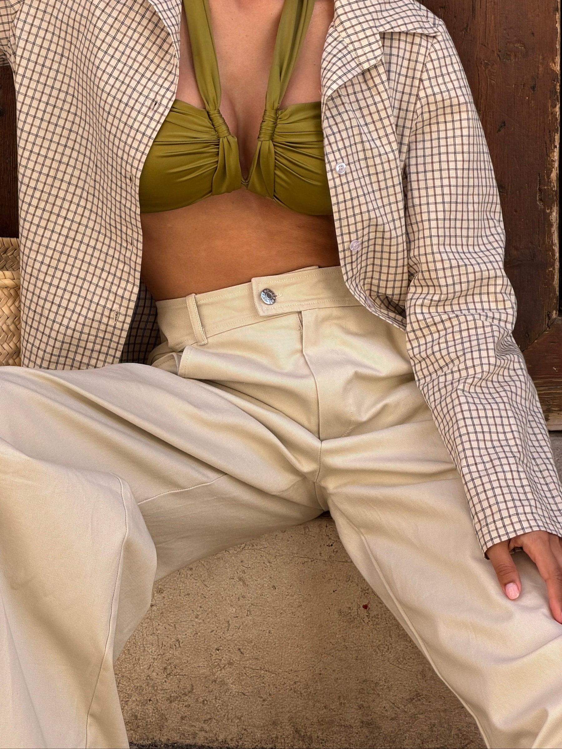 Fanny barrel cutting line pants - Beige
