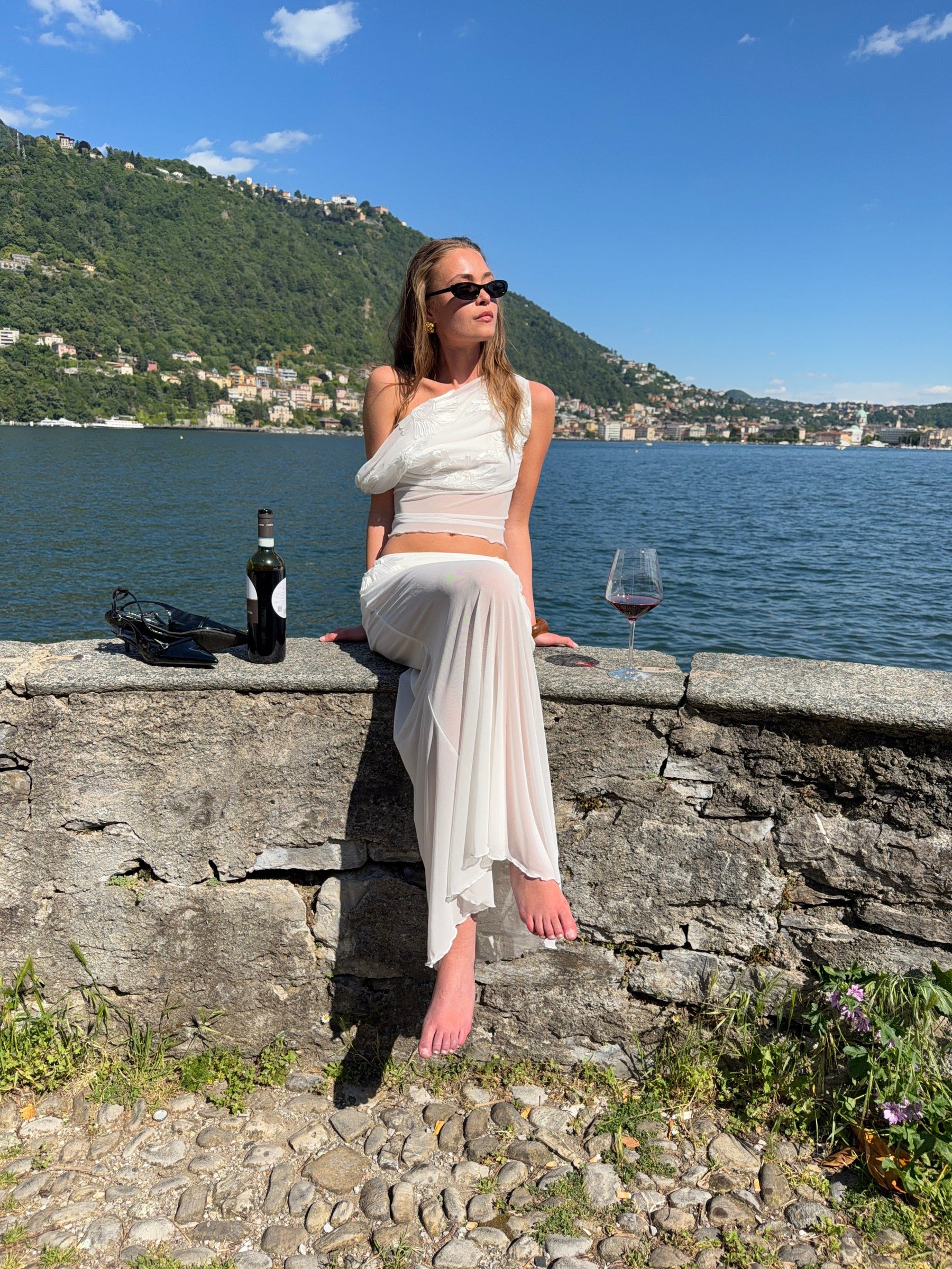 Kivo maxi mesh skirt - White