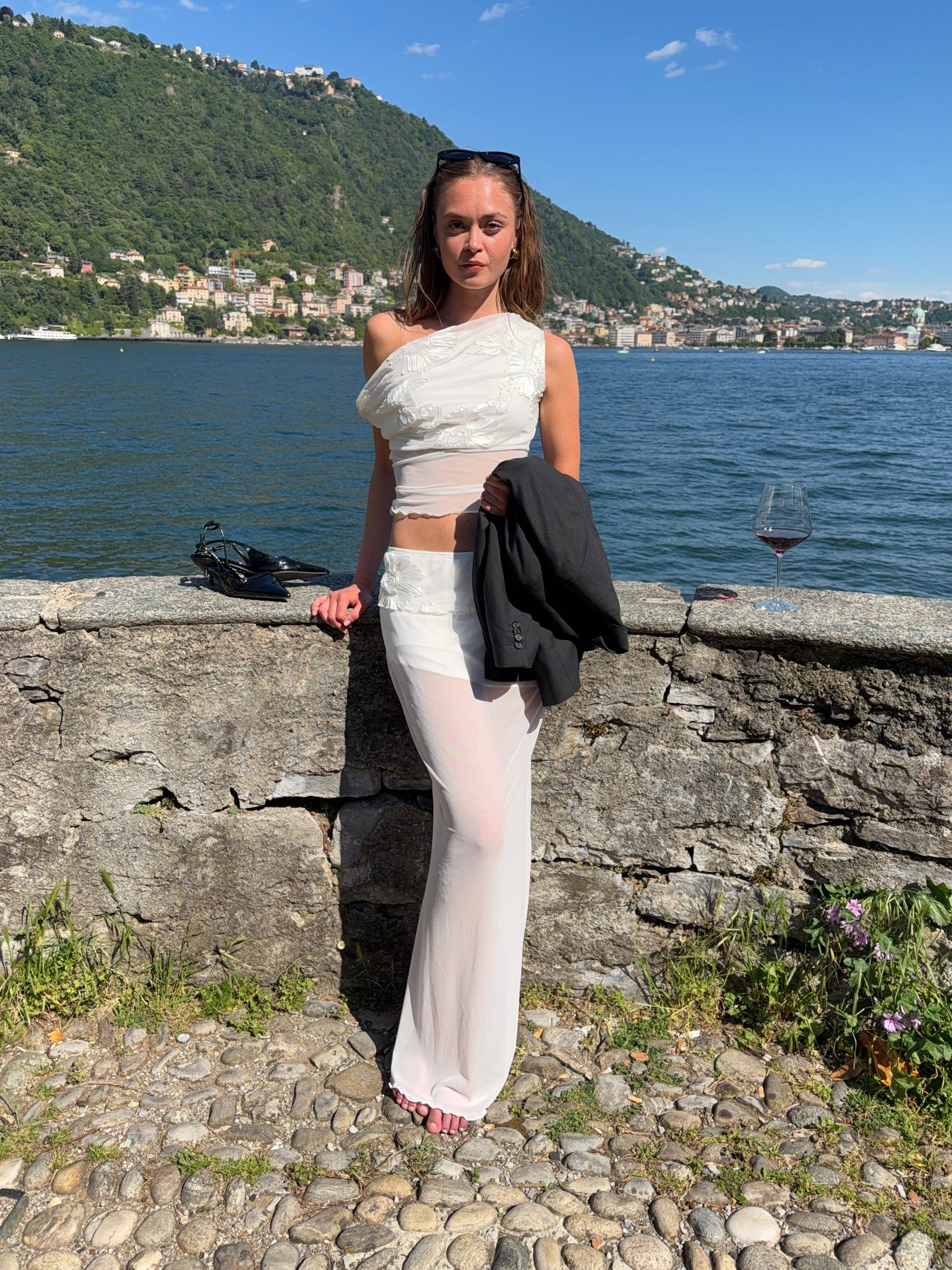 Kivo maxi mesh skirt - White