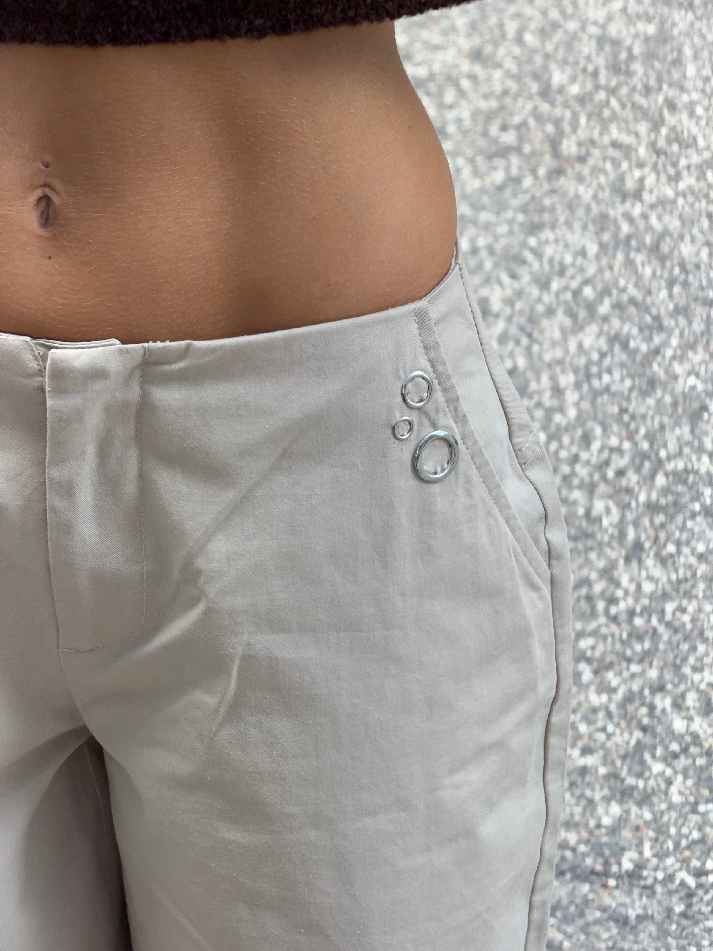 Tara eyelet baggy pants - Taupe