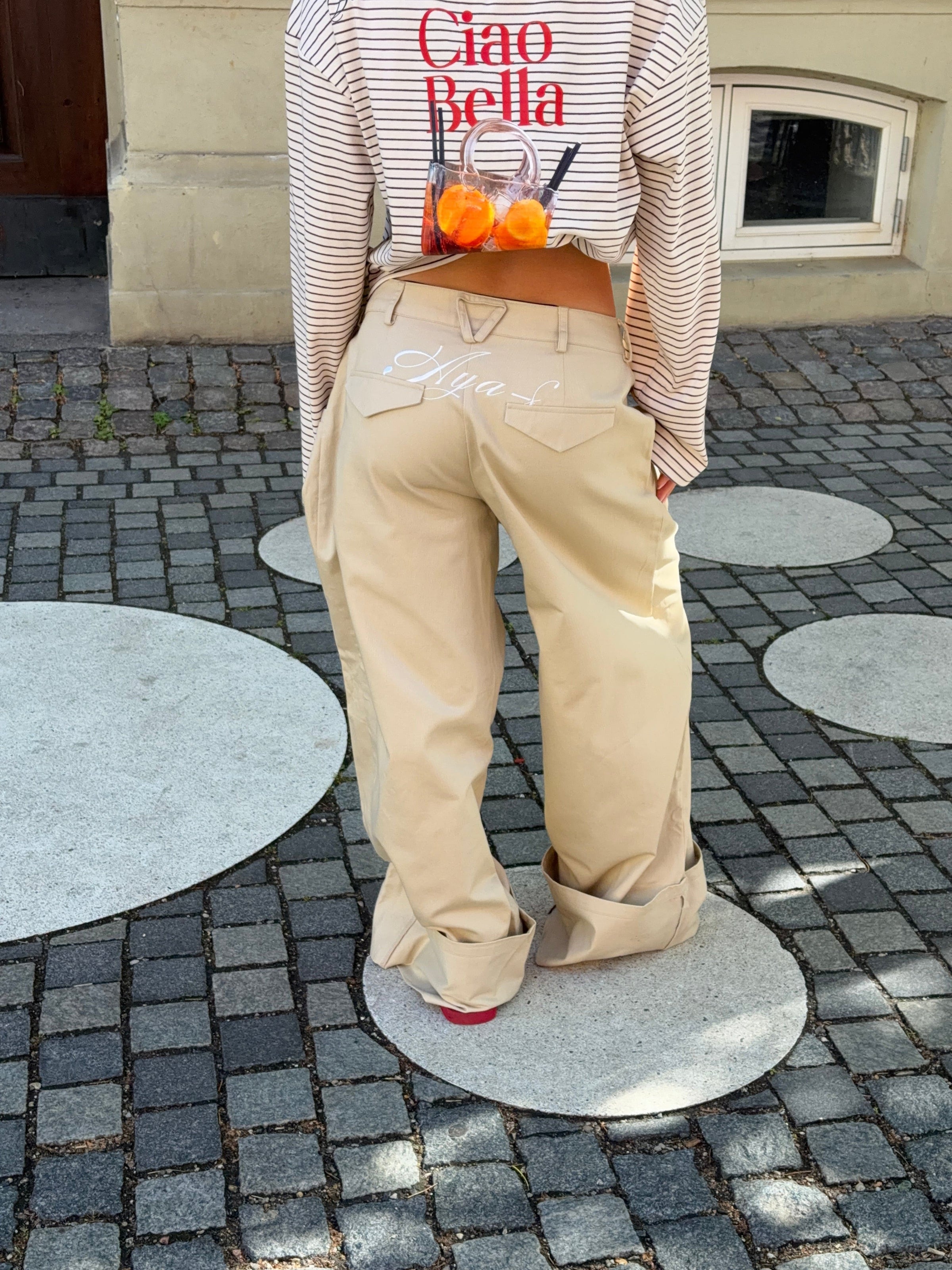 Neva fold up pants - Beige