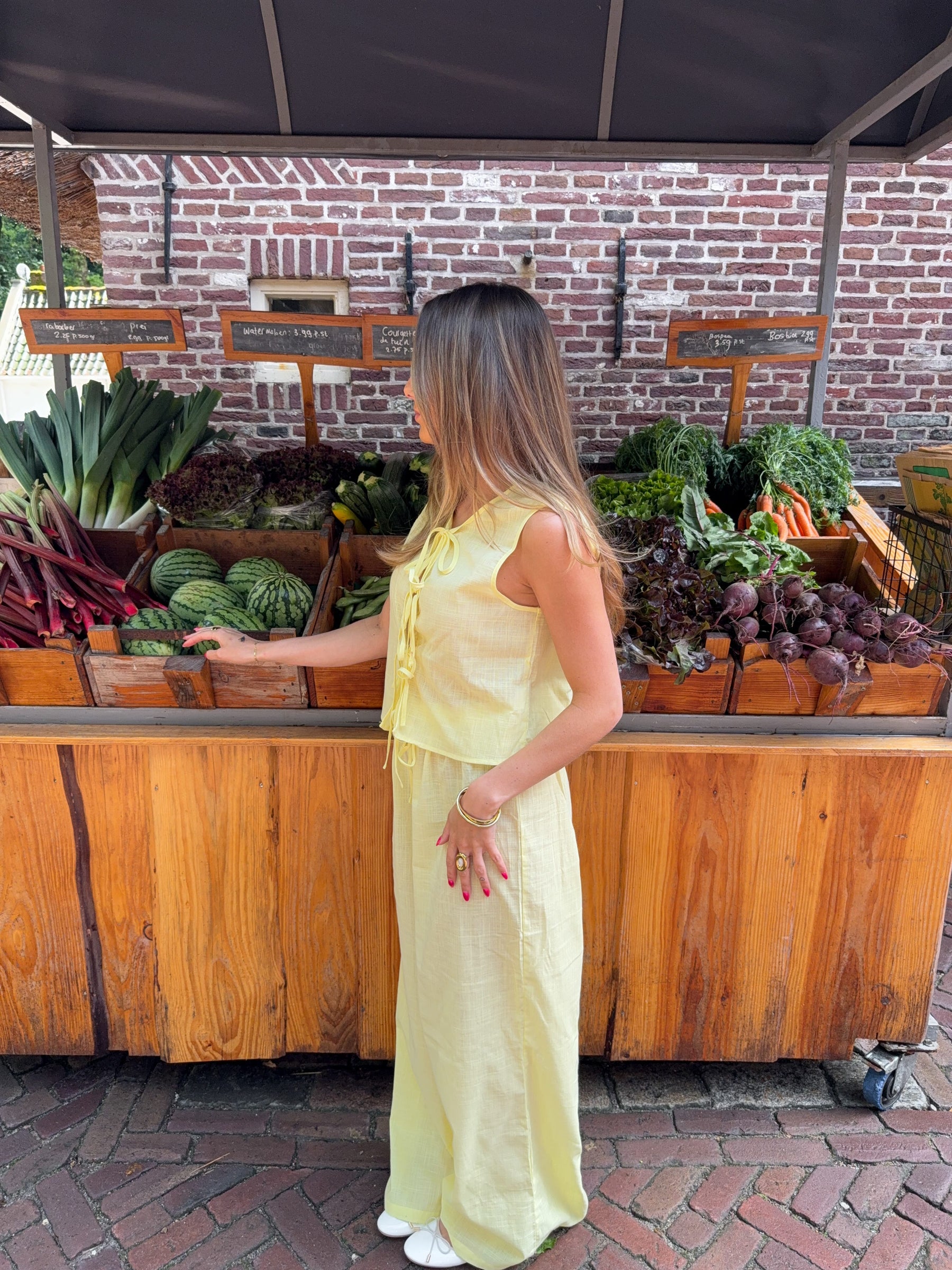 Elva linen pants - Light yellow