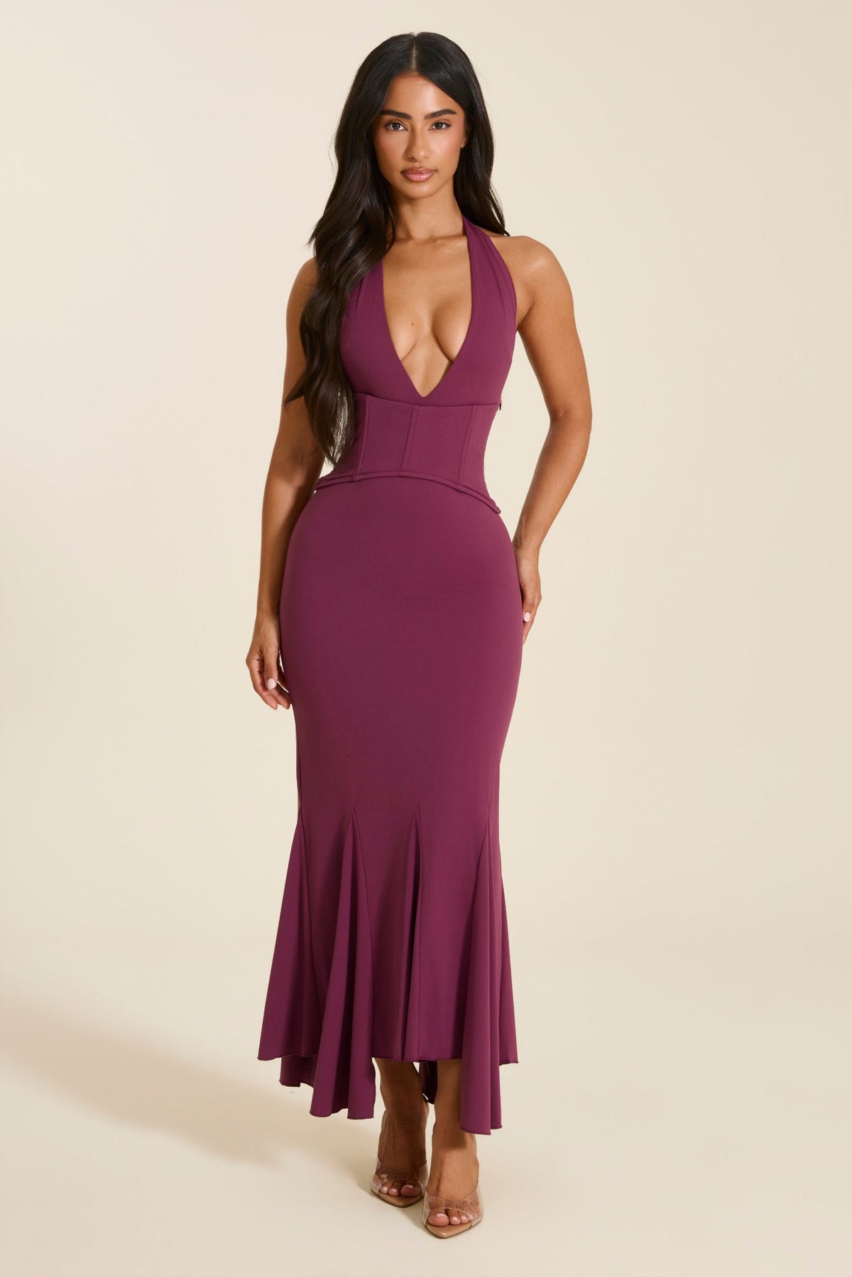 The Gisele Corset Maxi Dress in Wine