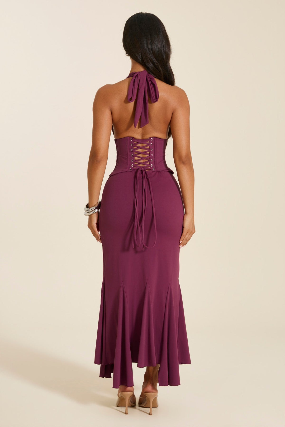 The Gisele Corset Maxi Dress in Wine