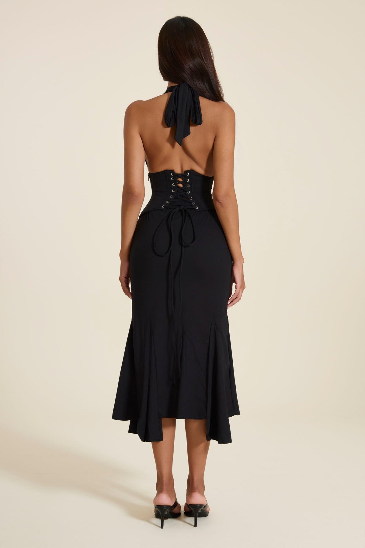 The Gisele Corset Maxi Dress in Black