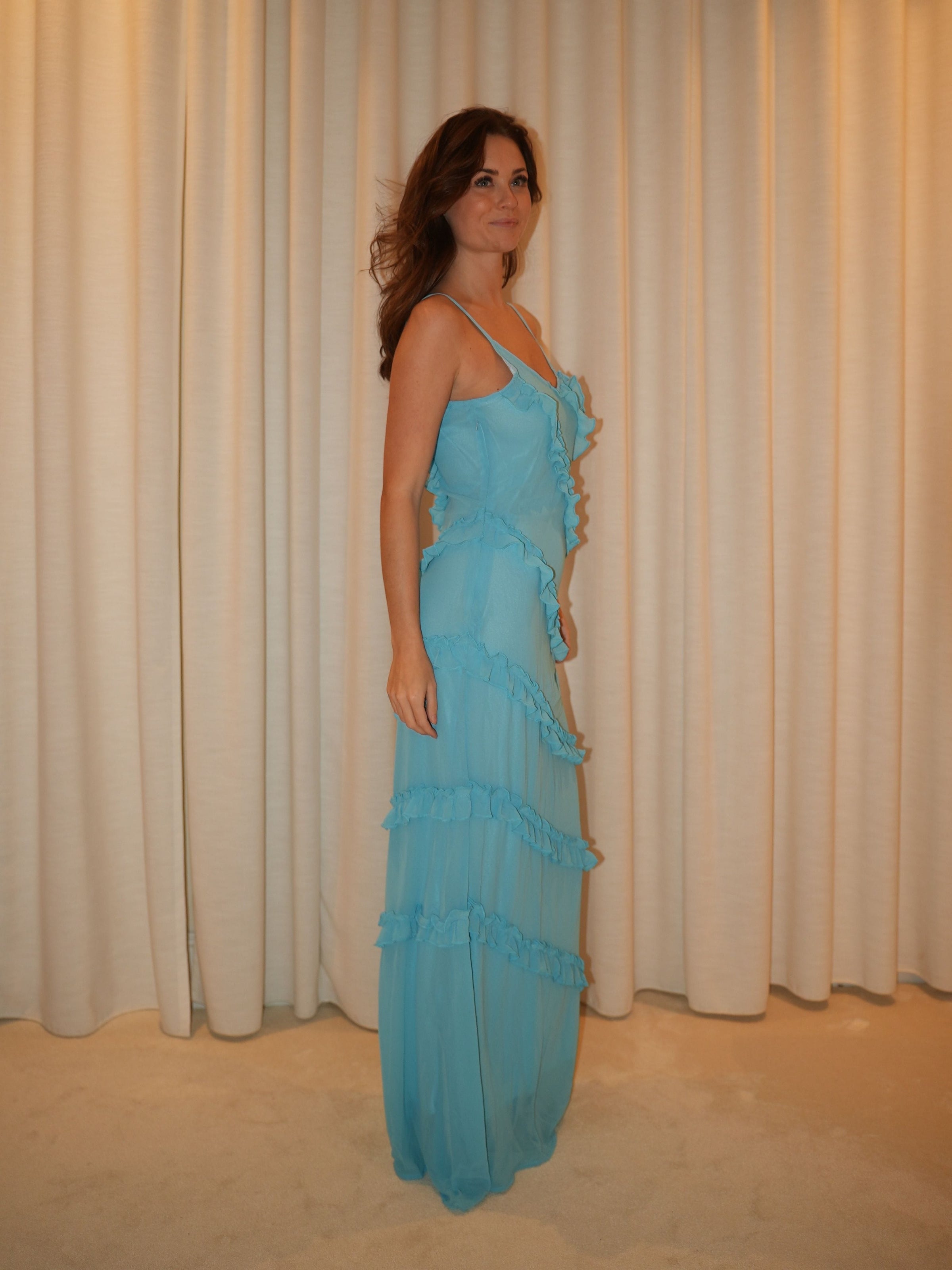 Rie maxi ruffle dress - Blue