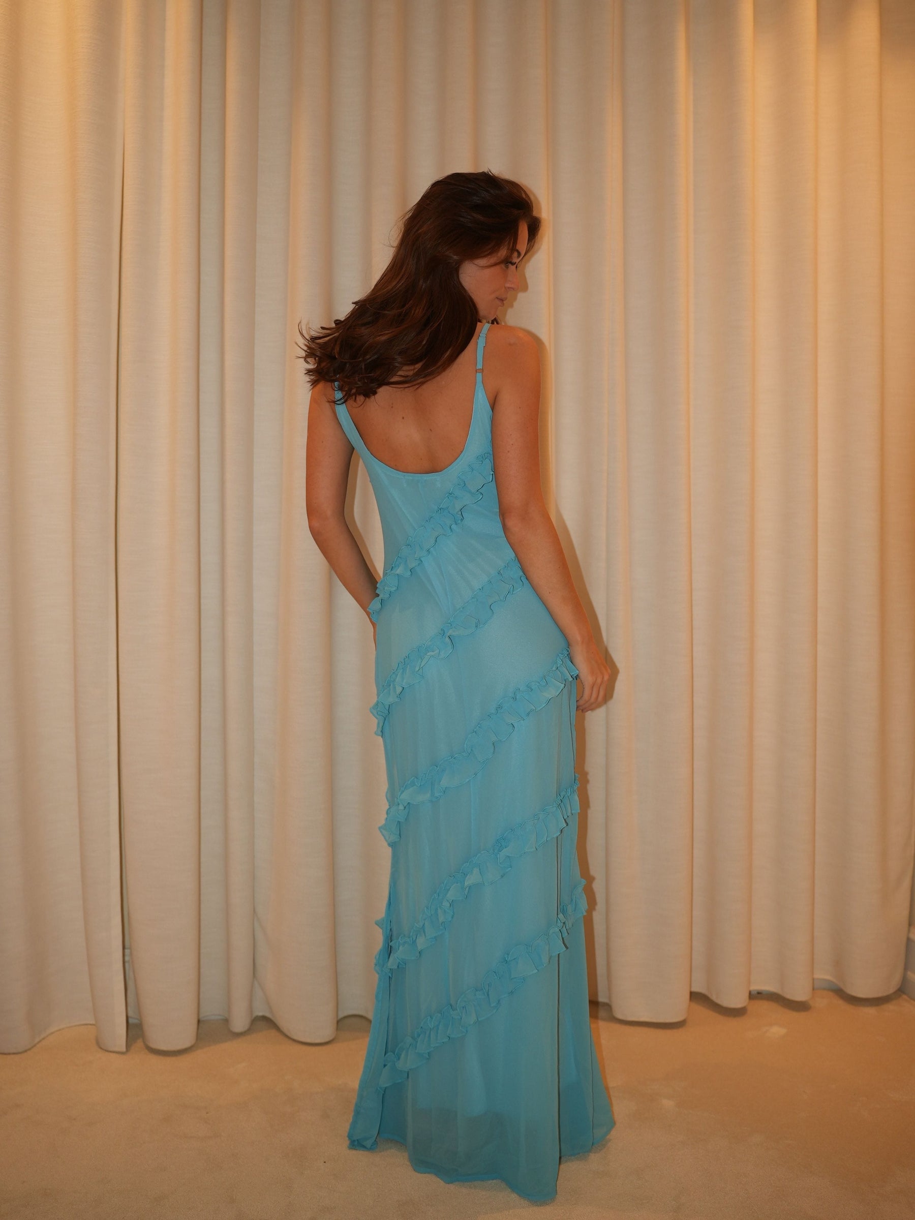 Rie maxi ruffle dress - Blue