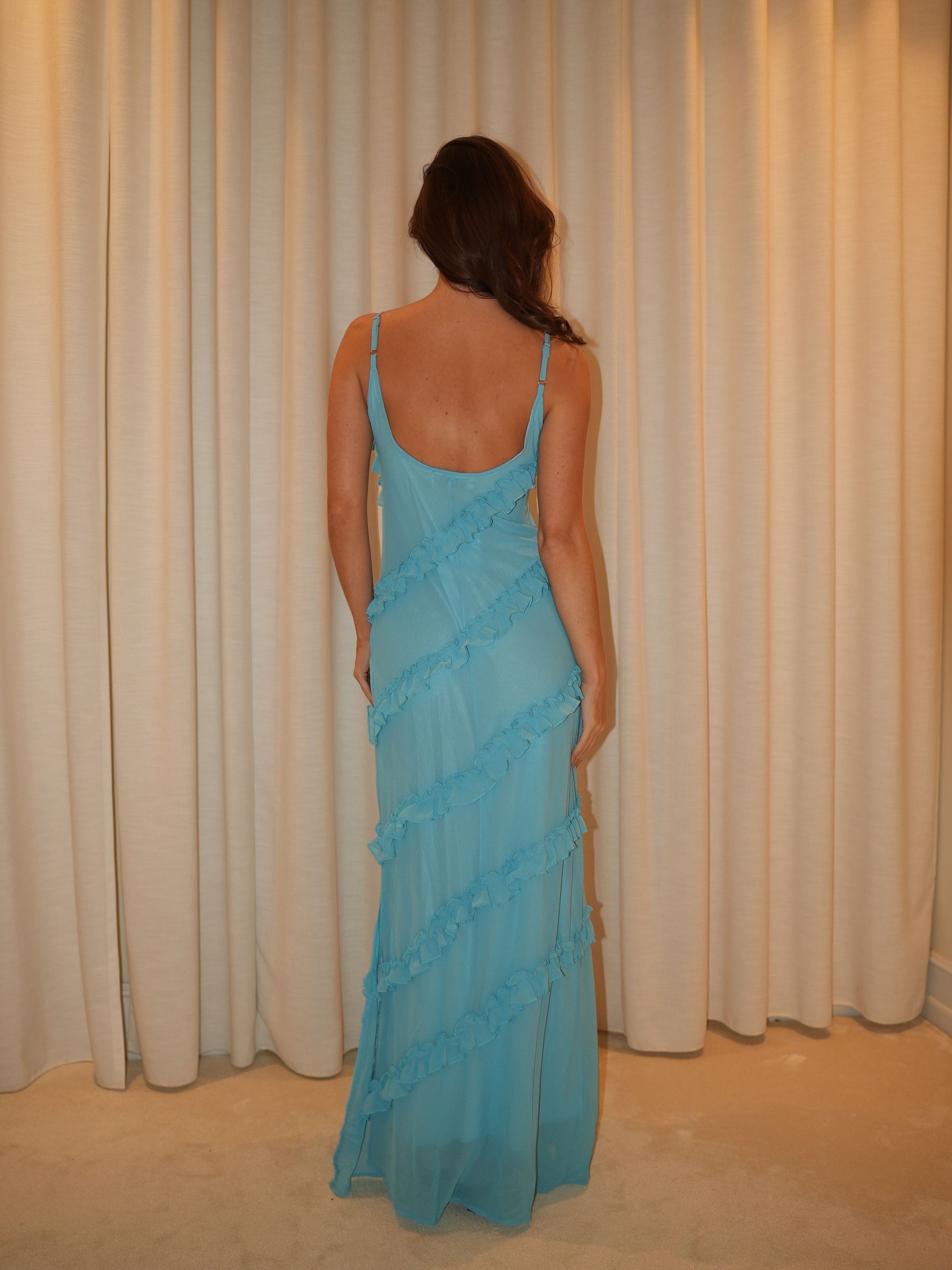 Rie maxi ruffle dress - Blue