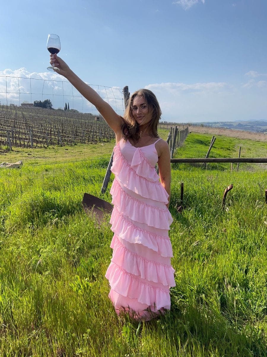 Rie maxi ruffle dress - Light pink