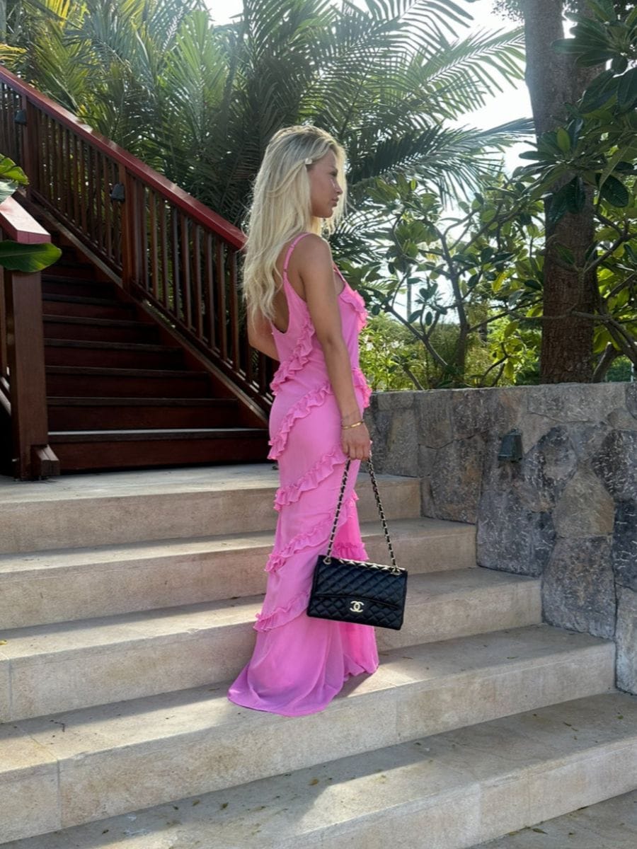 Rie maxi ruffle dress - Pink