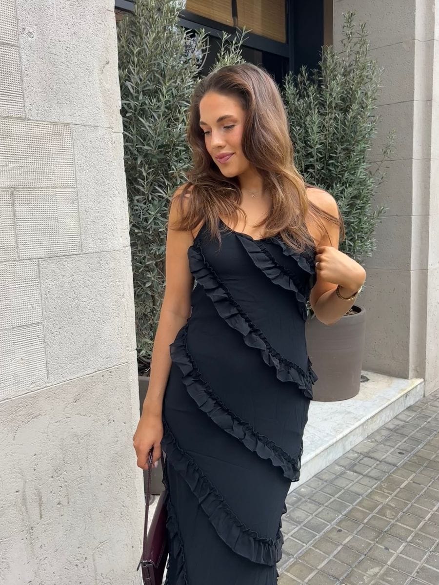 Rie maxi ruffle dress - Black