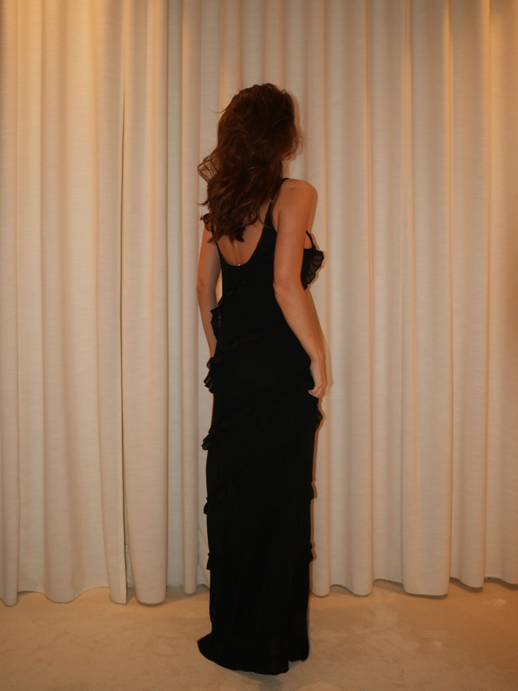 Rie maxi ruffle dress - Black