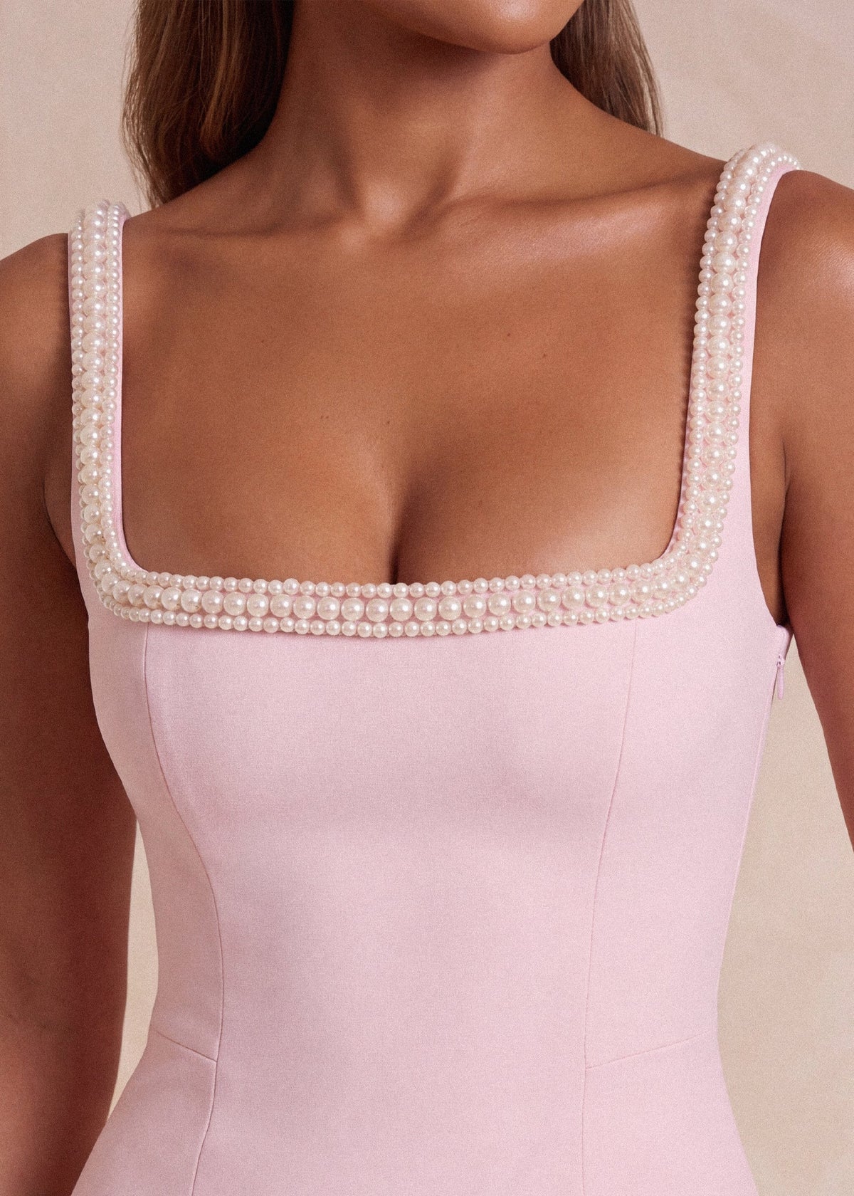 Timeless Muse Pearl Trim Mini Dress - Pink