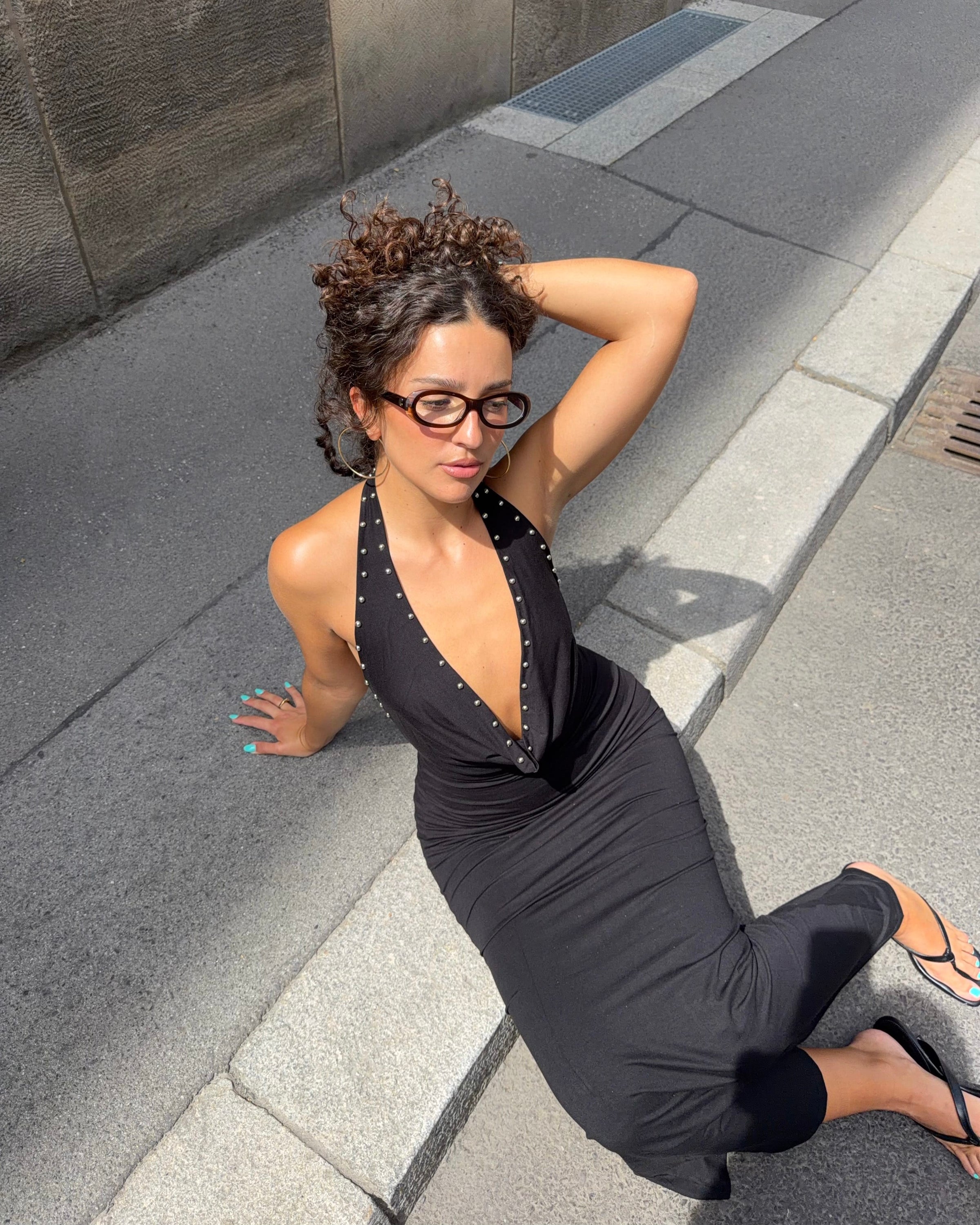 Frigg nitte maxi dress - Black