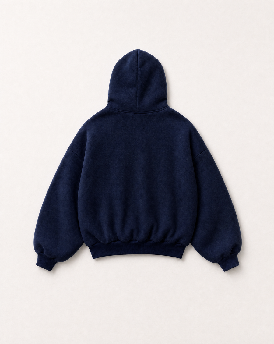 Navy Monogram heavyweight hoodie