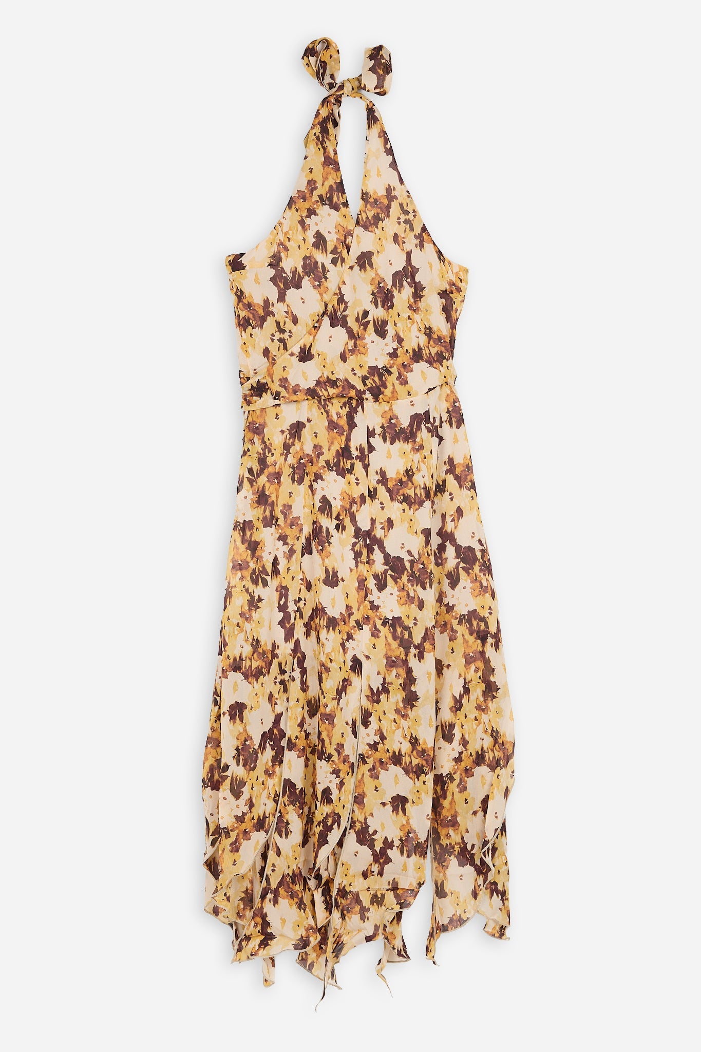Vestido Halter Flores Amarillo